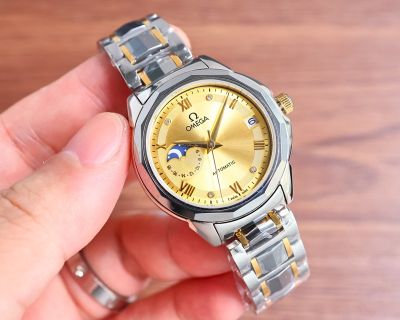 Omega 8217 Movement 316L Steel 32*11MM Sapphire Glass Gold Dial Lady Watch